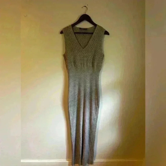 Emanuel Ungaro Grey Tank Long Ribbed Sweater Dress - Picture 1 of 5